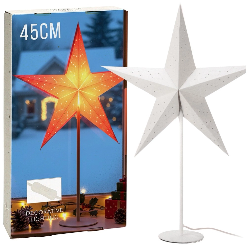 Lampka stołowa gwiazda dekoracyjna papierowa 45x65 cm