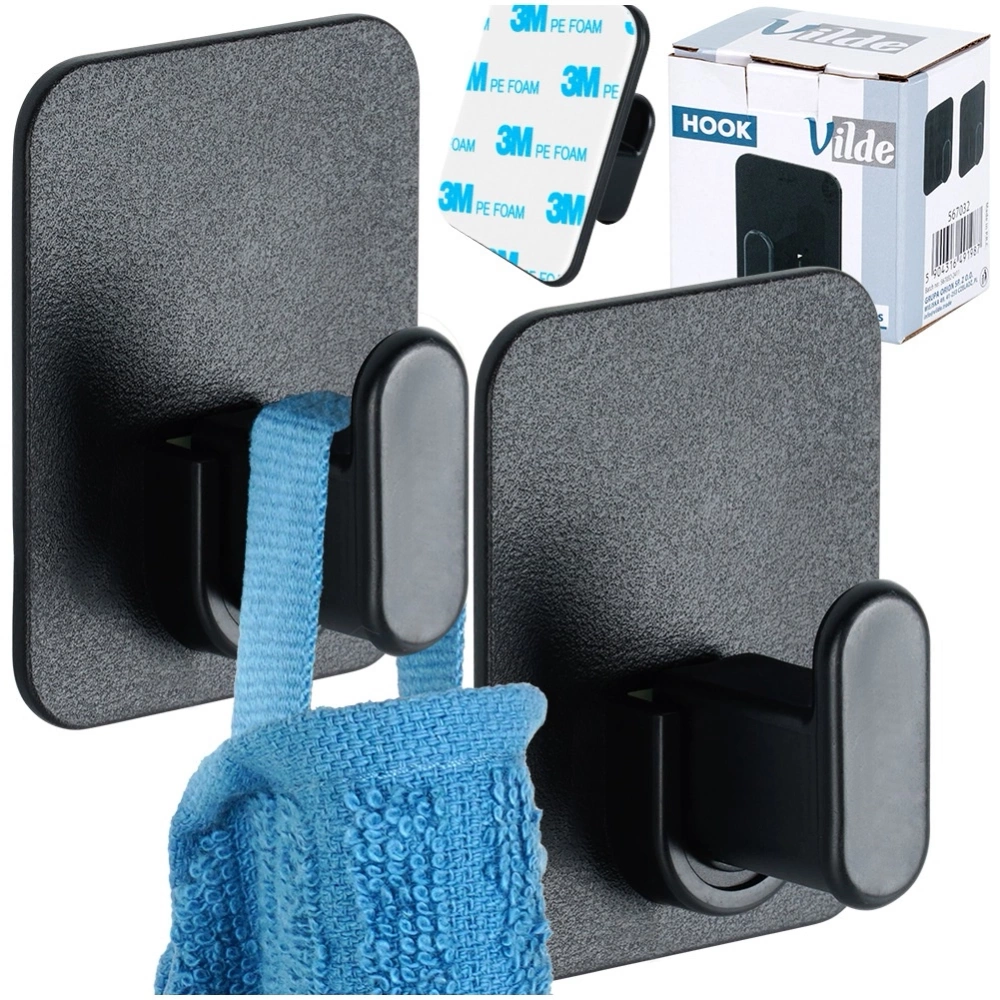 Haczyk wieszak samoprzylepny czarny 5x6,5 cm 2 szt.