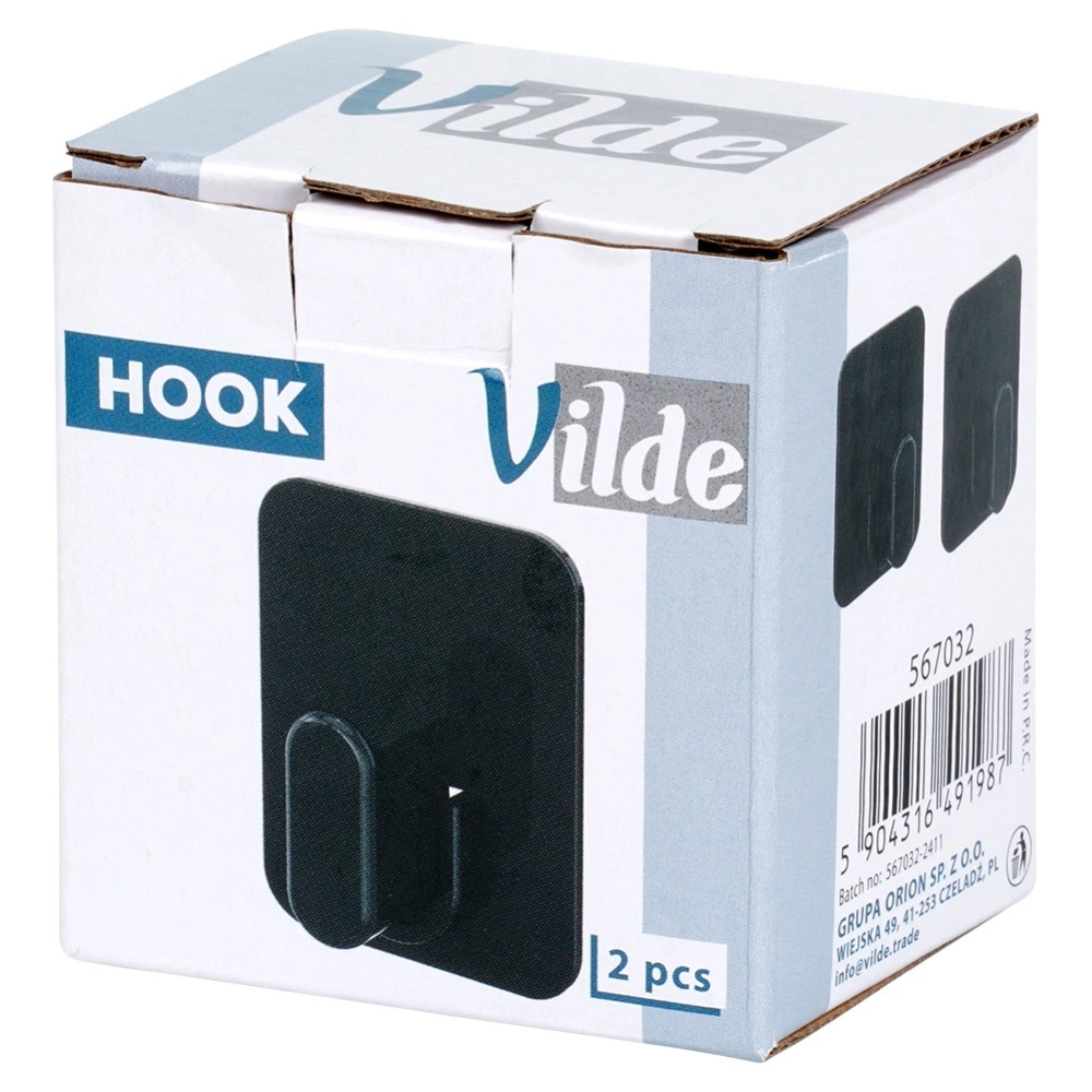 Haczyk wieszak samoprzylepny czarny 5x6,5 cm 2 szt.