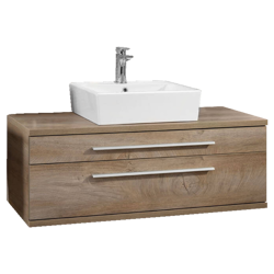 Szafka łazienkowa 110 cm z nablatową umywalką ceramiczną 60 cm dąb naturalny Stanford Fackelmann