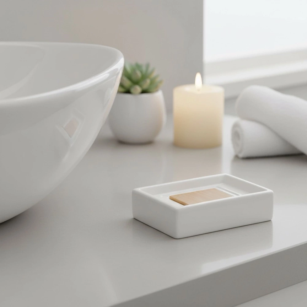 Mydelniczka dolomitowa drewniana biała