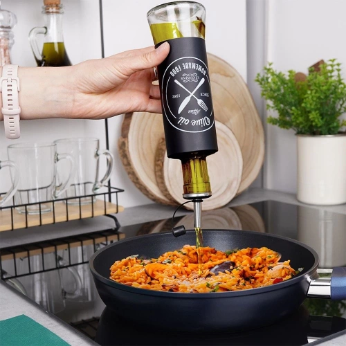 Butelki na oliwę i ocet szklane czarne 300 ml 2 szt.