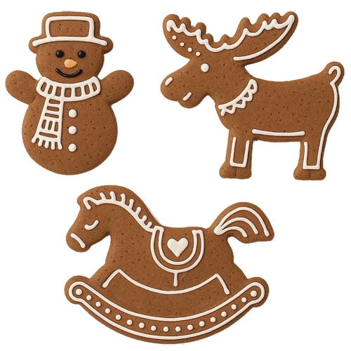 Wykrawacze do ciastek stalowe bałwan konik na biegunach renifer 3 szt.