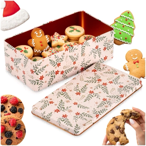 Pojemnik na ciastka metalowy puszka świąteczna 21,5x12x7 cm