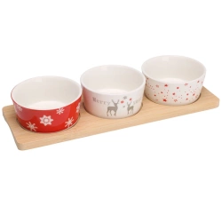 Miseczki na przekąski porcelanowe na tacy 4 el.