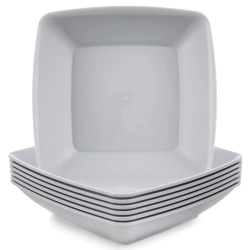 Talerze obiadowe głębokie plastikowe szare SANDY 17,5 cm, 500 ml 6 szt.