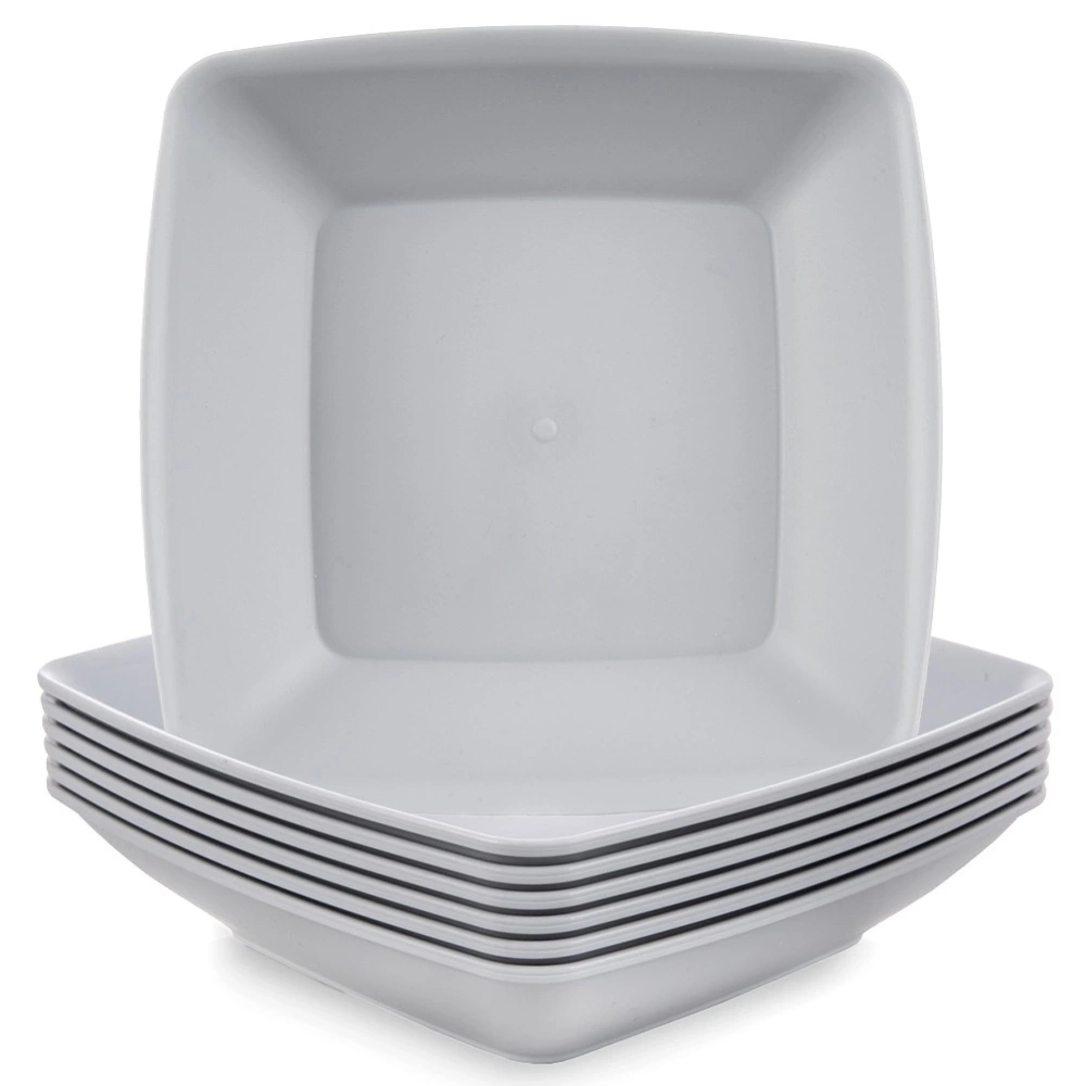 Talerze obiadowe głębokie plastikowe szare SANDY 17,5 cm, 500 ml 6 szt.