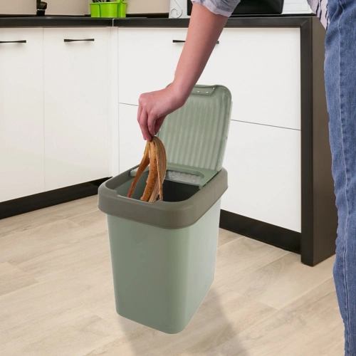 Kosz na śmieci plastikowy zielony 12 l