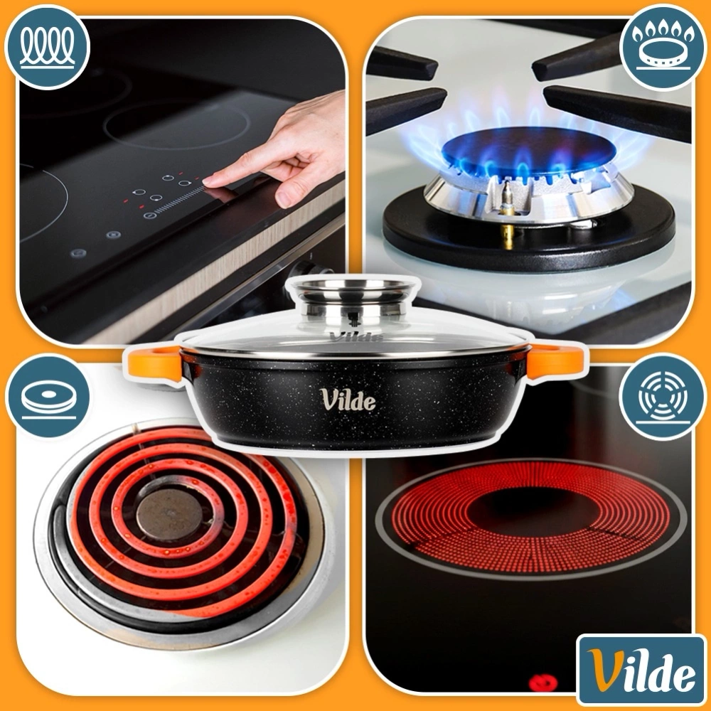 Patelnia granitowa głęboka ze szklaną pokrywką TERRUNA AROMA 28 cm, 3,3 l