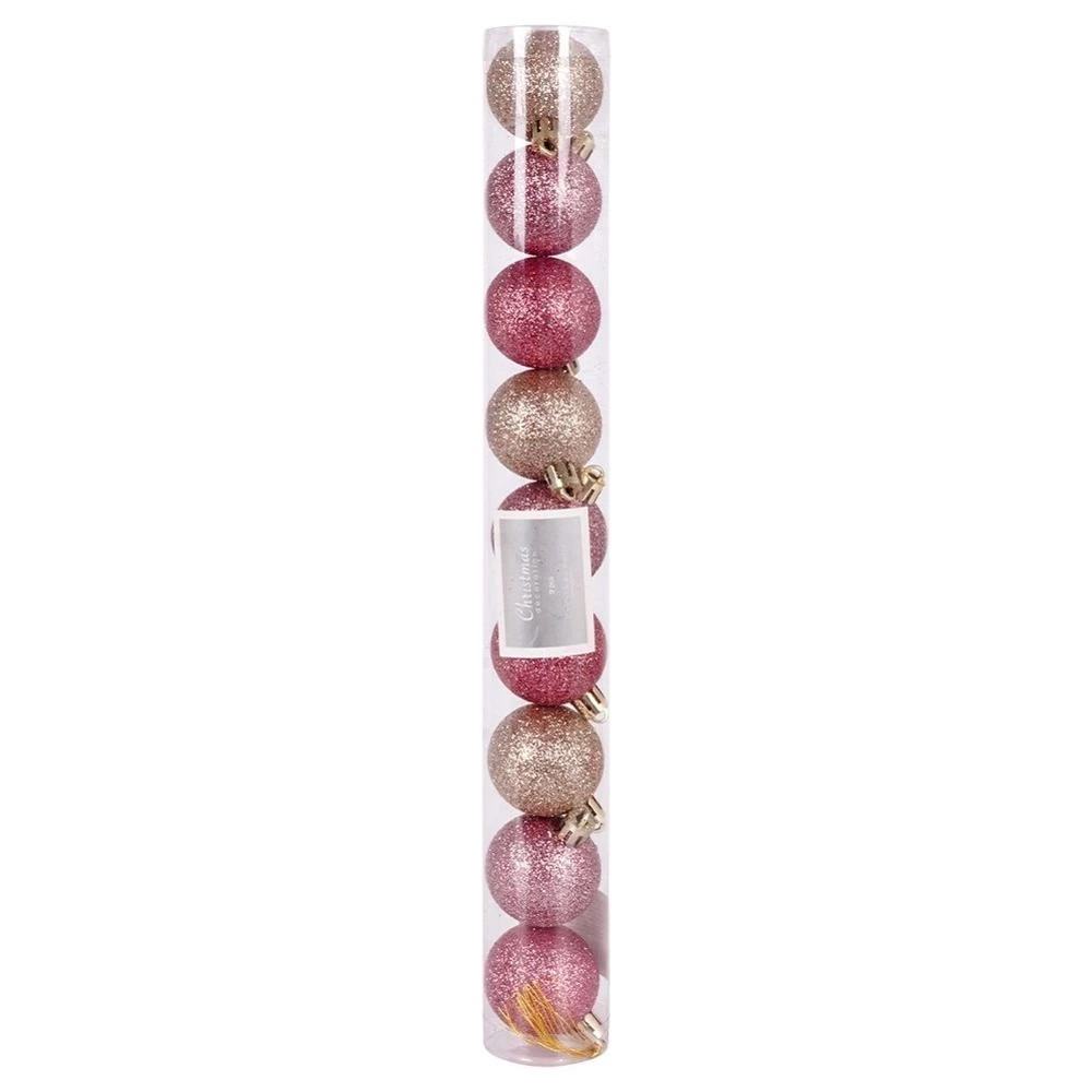 Bombki choinkowe różowe nietłukące 4 cm 9 szt.