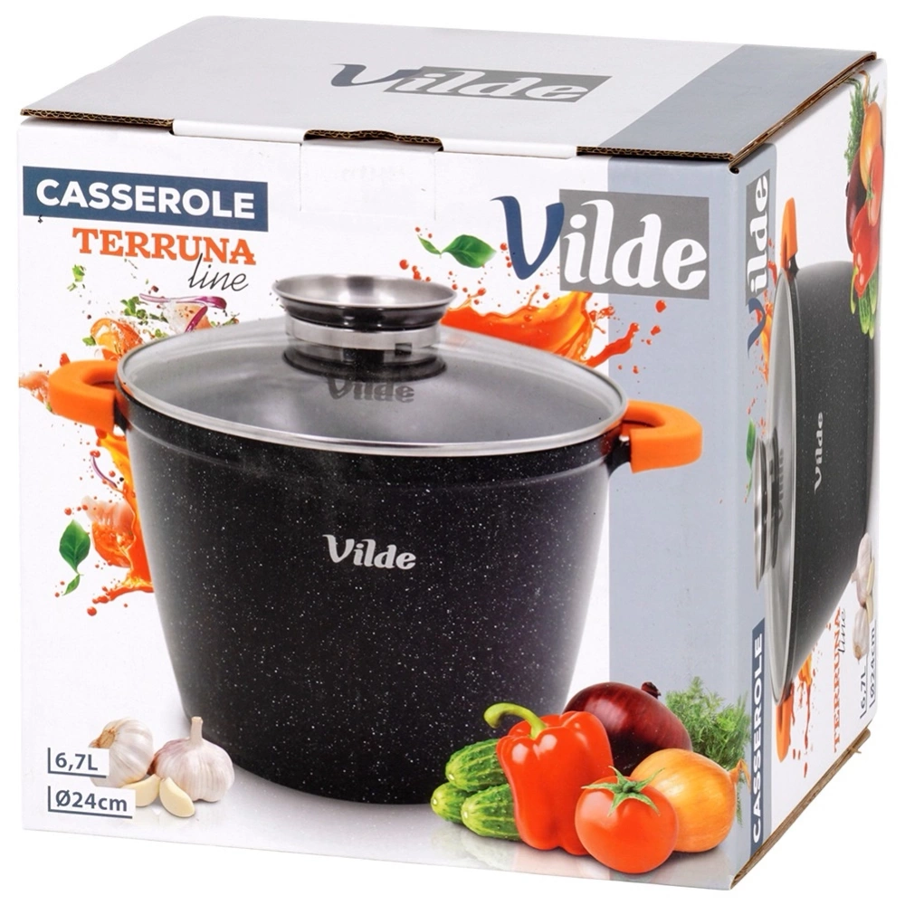 Garnek granitowy ze szklaną pokrywką TERRUNA AROMA 24 cm, 6,7 l