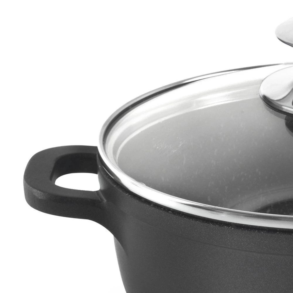 Garnek granitowy ze szklaną pokrywką GRANDE 16 cm, 1,4 l