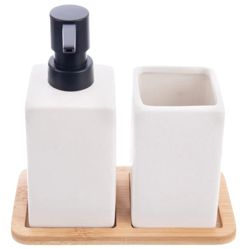 Zestaw łazienkowy dolomitowy biały 3 el.