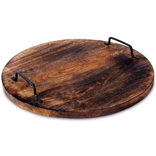 Taca do serwowania drewniana z uchwytami 39 cm