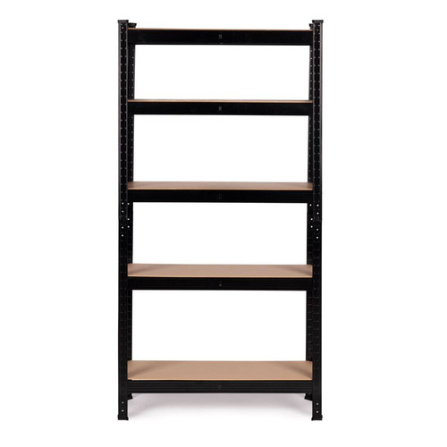 Regał magazynowy metalowy czarny 2w1, 5 jasnych półek 150x75x30 cm