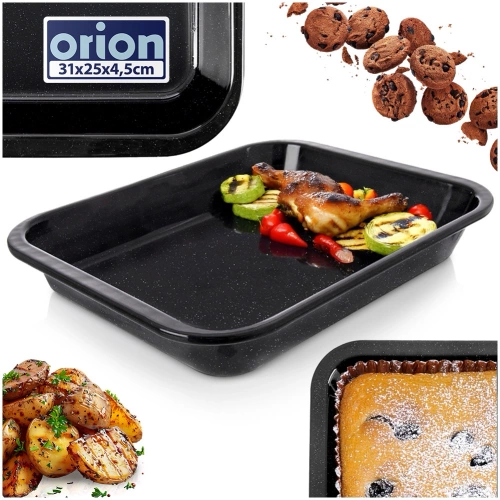 Blacha do pieczenia emaliowana prostokątna głęboka 31x25x4,5 cm