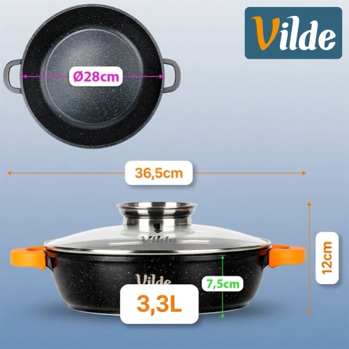 Patelnia granitowa głęboka ze szklaną pokrywką TERRUNA AROMA 28 cm, 3,3 l