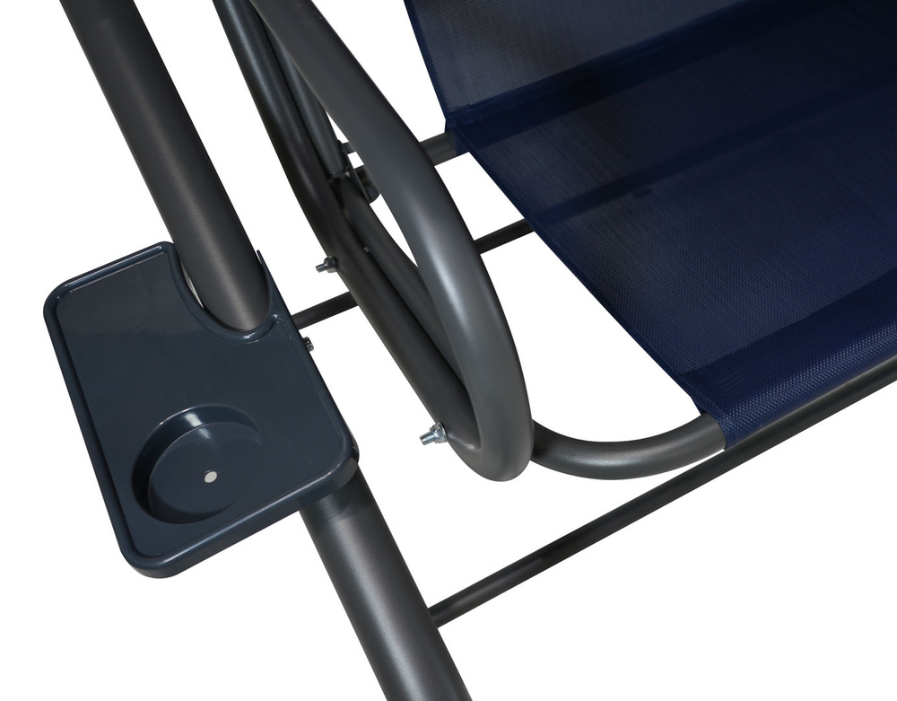 Huśtawka Ogrodowa Siedzisko Textylina 2x1 Wzór Liście Granatowa