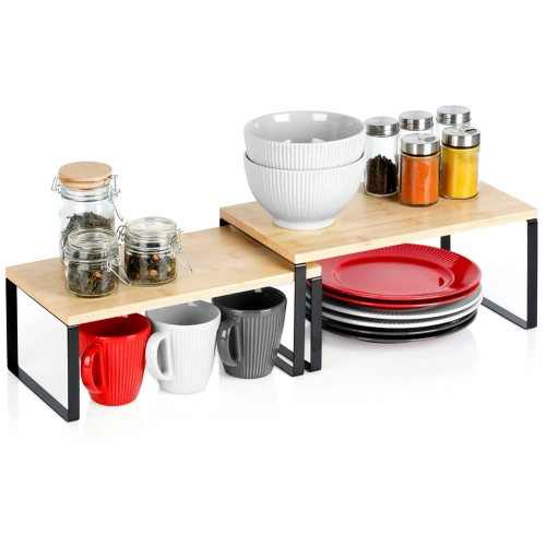 Półka kuchenna bambusowa 33,5x19,5x16 cm / 33,5x18,5x13,5 cm 2 szt.