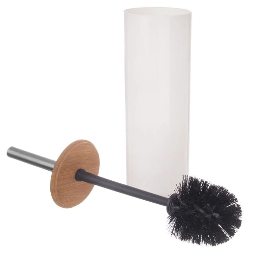 Szczotka do toalety ze stojakiem bambusowa biała WHITNEY 37 cm