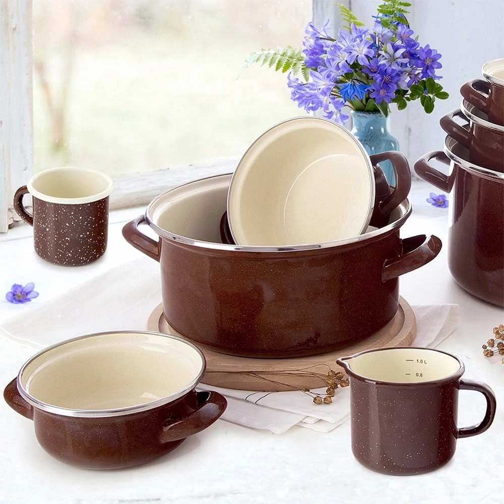 Garnek emaliowany BROWN 16 cm, 1 l
