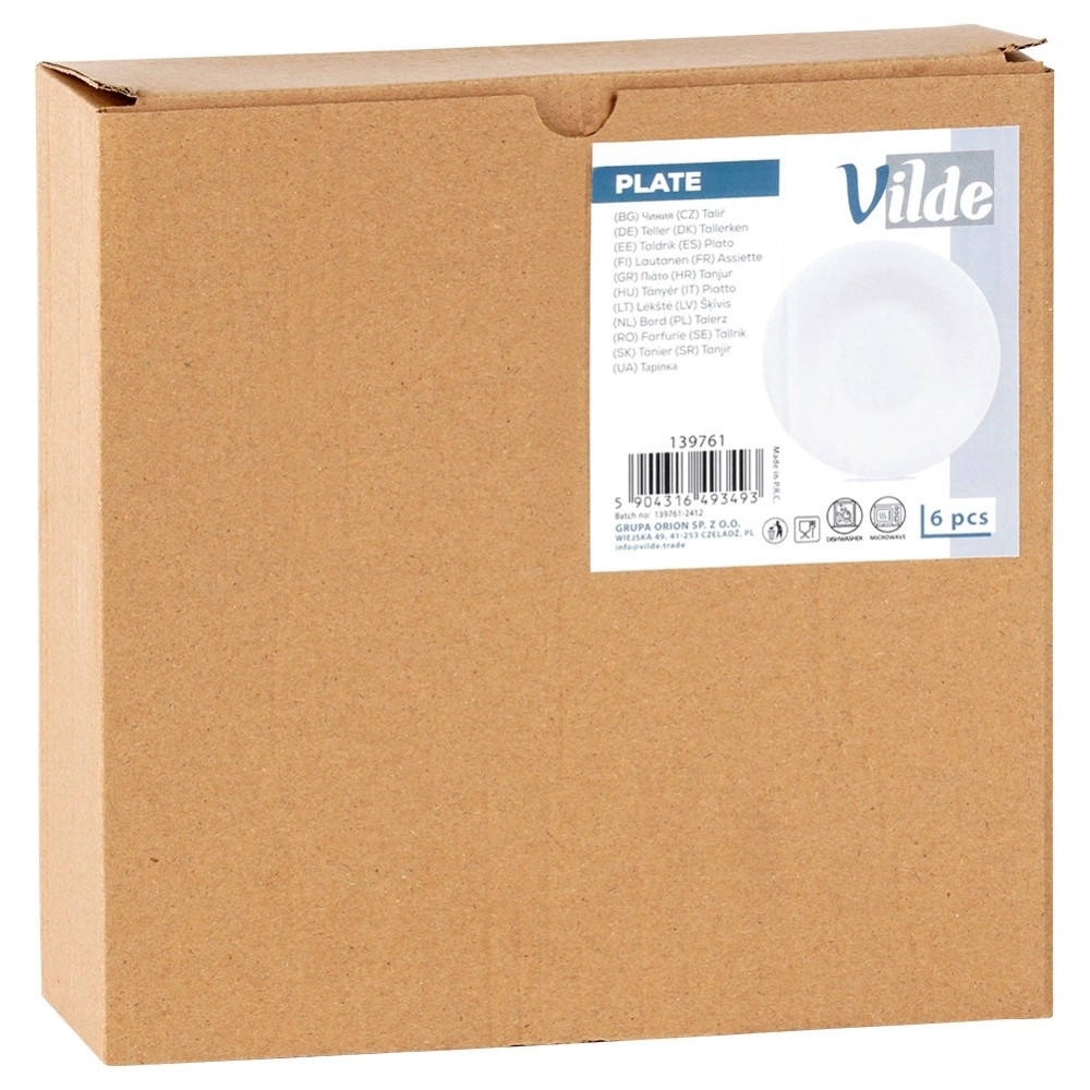 Talerze obiadowe głębokie szklane białe 21,5 cm, 400 ml 6 szt.
