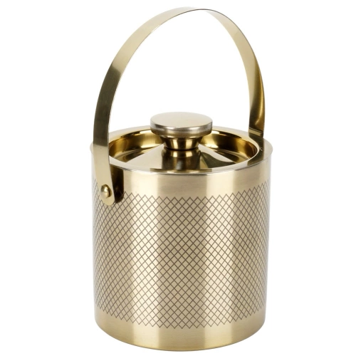 Wiaderko do lodu stalowe złote ze szczypcami