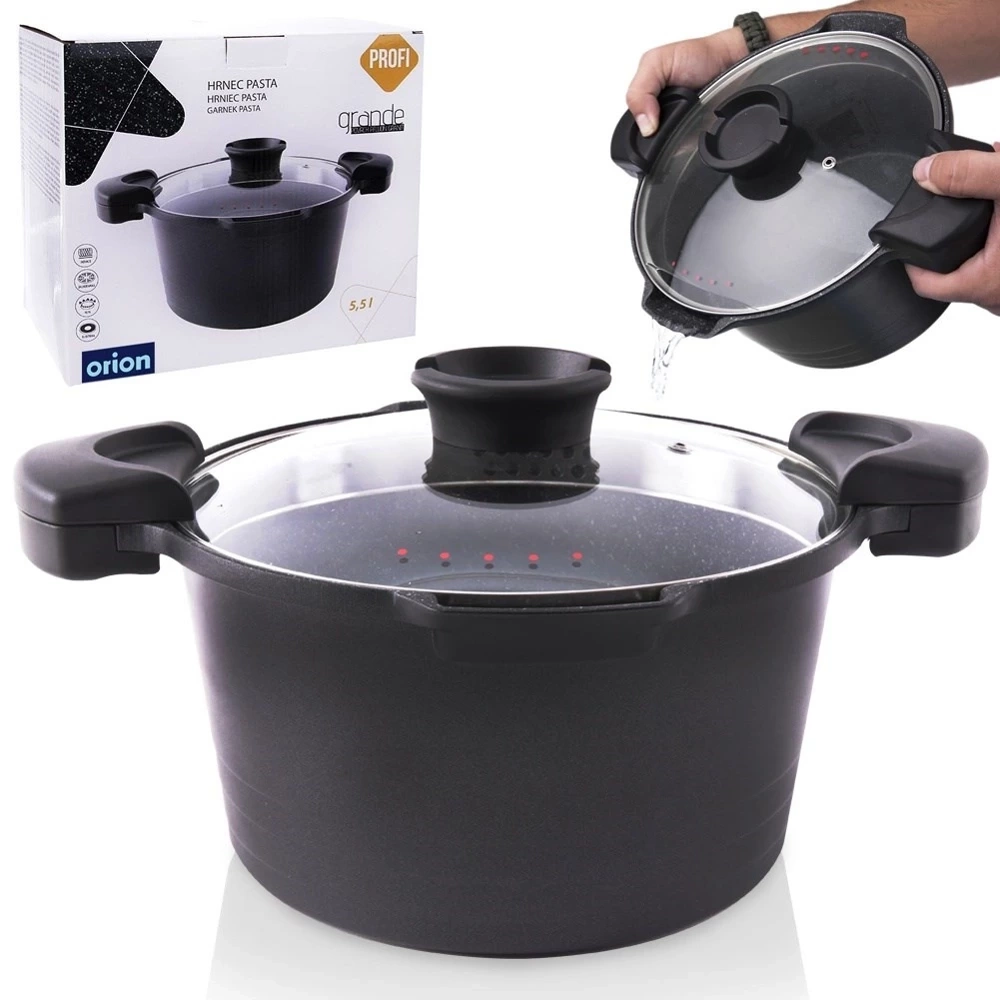 Garnek granitowy z pokrywką do odcedzania GRANDE 24 cm, 5,5 l