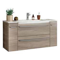 Zestaw szafka łazienkowa + szafki boczne z umywalką z konglomeratu 120 cm szary dąb Luxor Fackelmann