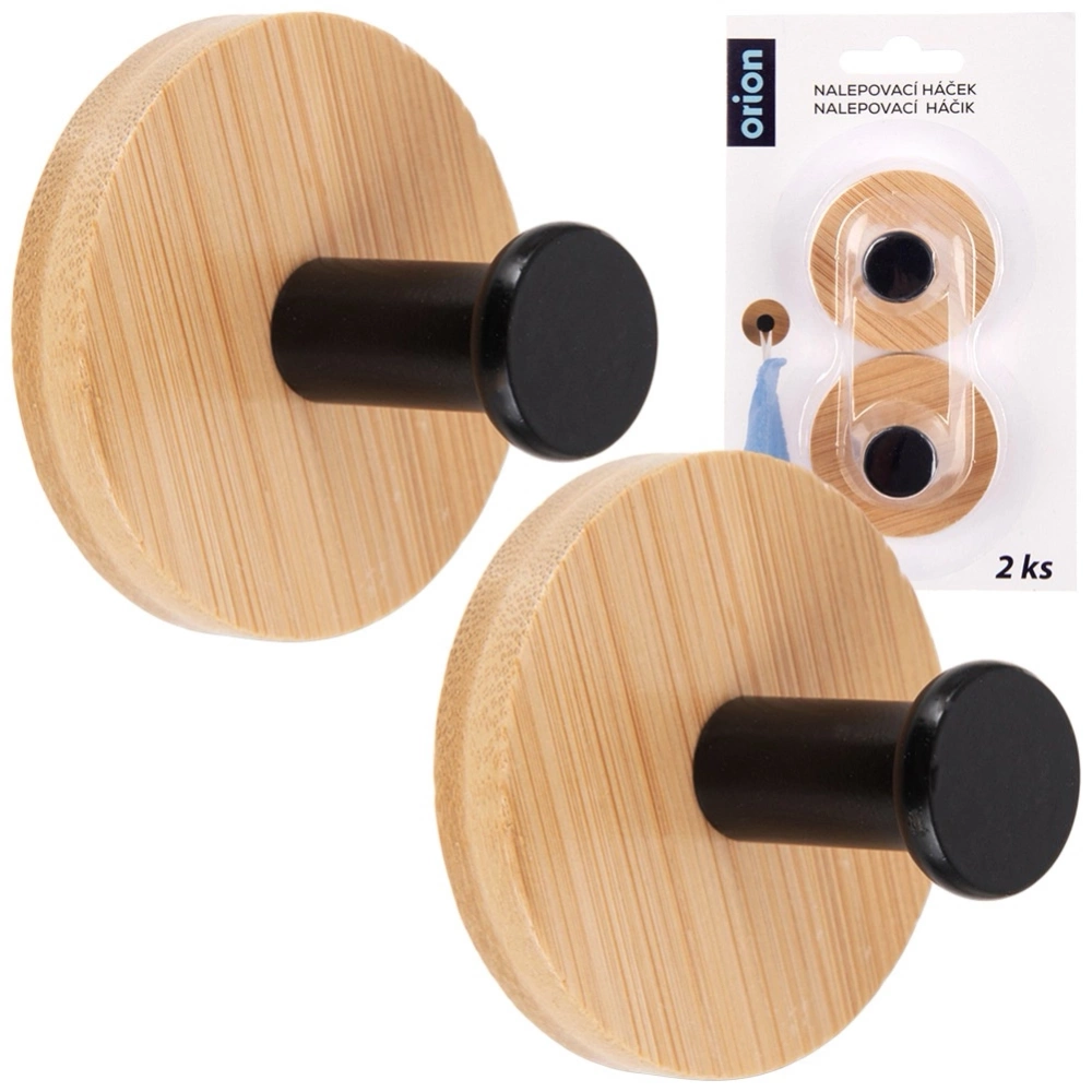 Haczyk wieszak samoprzylepny bambusowy metalowy czarny 5 cm 2 szt.