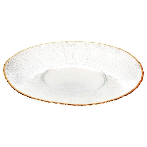 Talerz obiadowy płytki szklany złoty 28 cm