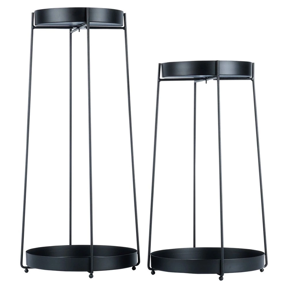 Kwietnik metalowy czarny 2-poziomowy 46 / 58 cm 2 szt.