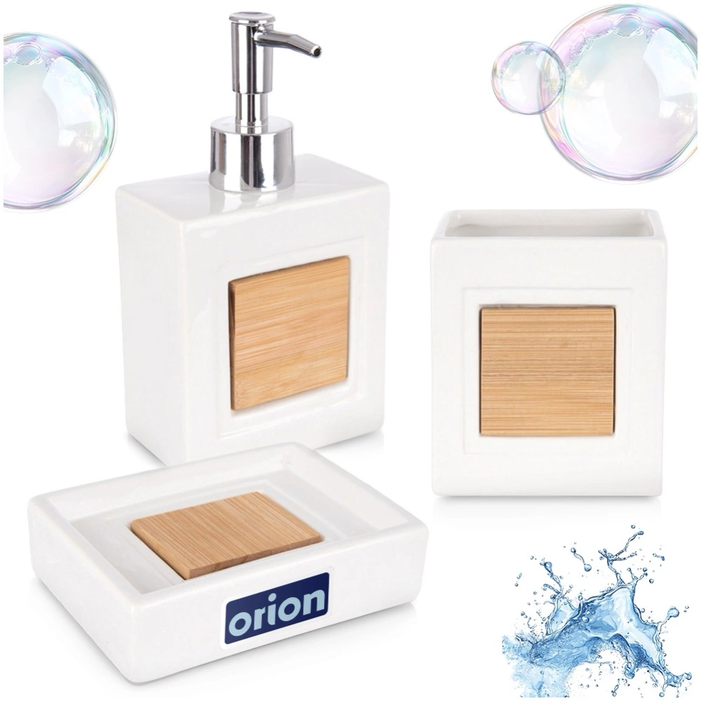 Zestaw łazienkowy dolomitowy biały 3 el.