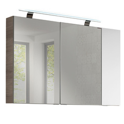 Szafka lustrzana z oświetleniem LED i efektem 3D i szafka boczna prawa szary dąb + biały 100 cm Luxor Fackelmann