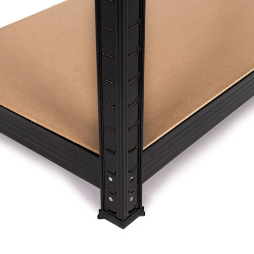 Regał magazynowy metalowy czarny 2w1, 5 jasnych półek 150x75x30 cm