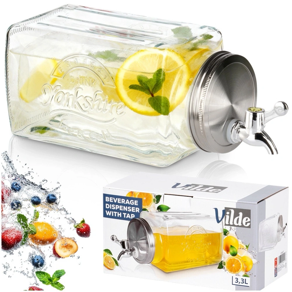 Słój do napojów z kranikiem szklany do lodówki 3,3 l