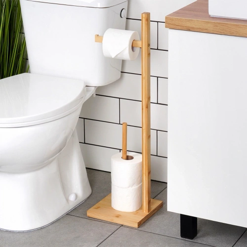 Stojak na papier toaletowy bambusowy 70 cm