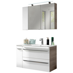 Zestaw mebli łazienkowych lewy z serii Luxor 100 cm szary dąb + biały Fackelmann