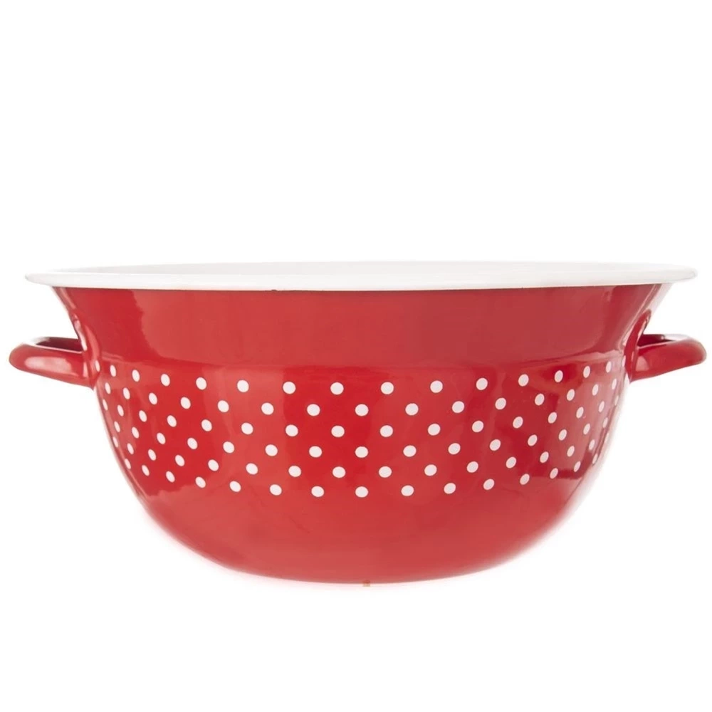 Miska kuchenna emaliowana czerwona w grochy TECKA 34 cm, 9 l