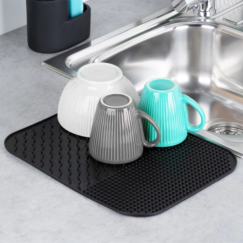 Mata do suszenia naczyń silikonowa czarna 34x26,5 cm