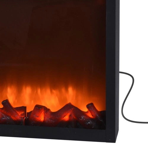 Kominek elektryczny LED metalowy czarny 41x25 cm