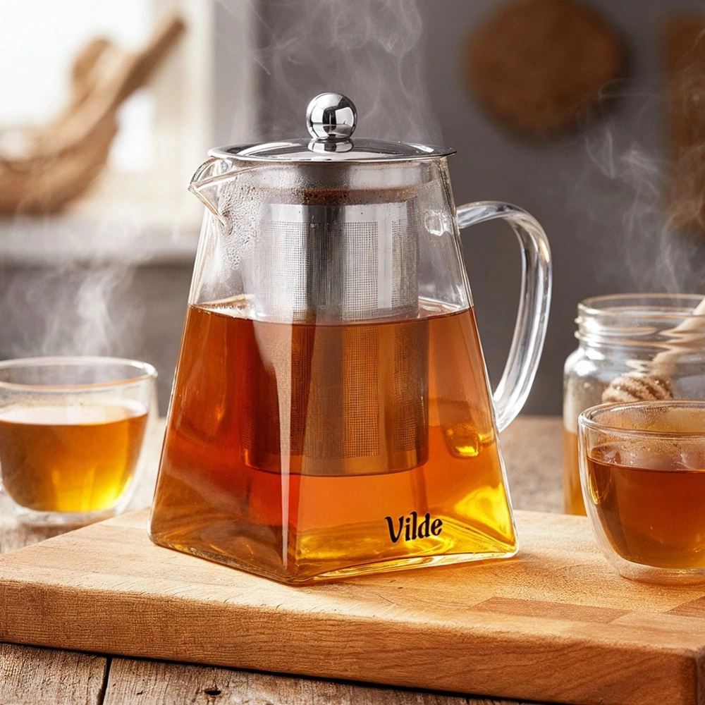 Dzbanek z zaparzaczem do herbaty szklany żaroodporny 730 ml