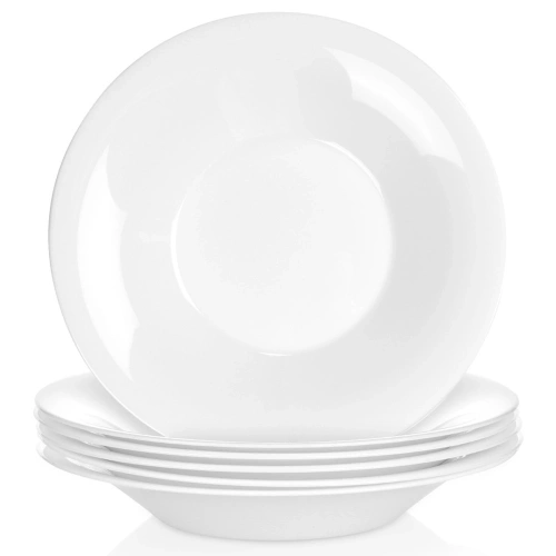 Talerze obiadowe głębokie szklane białe 21,5 cm, 400 ml 6 szt.