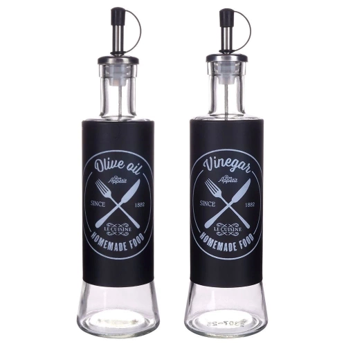 Butelki na oliwę i ocet szklane czarne 300 ml 2 szt.