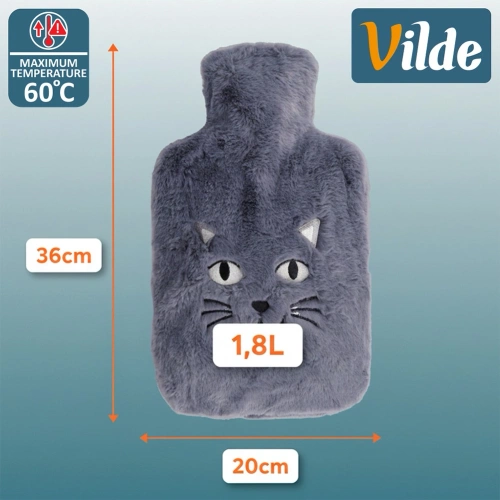 Termofor w pokrowcu szary kot 1,8 l