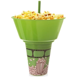 Kubek z miską na popcorn zielony 500 ml