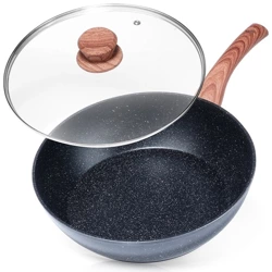 Patelnia granitowa ze szklaną pokrywką BLACK&WOOD 28 cm, 3,5 l