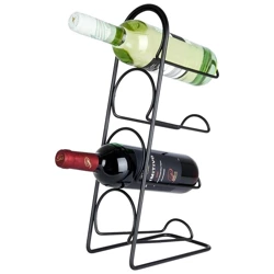 Stojak na wino metalowy czarny 4 butelki 21x43 cm