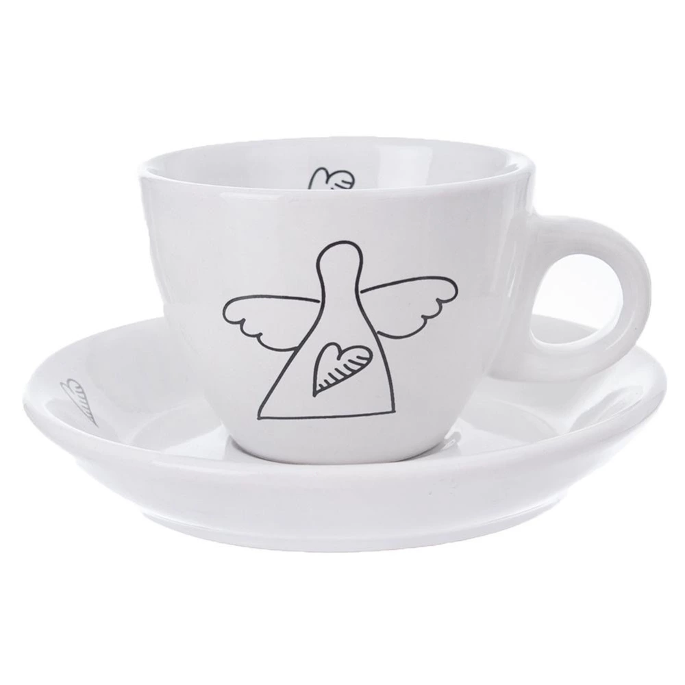 Filiżanka ze spodkiem ceramiczna biała do espresso 90 ml 2 szt.