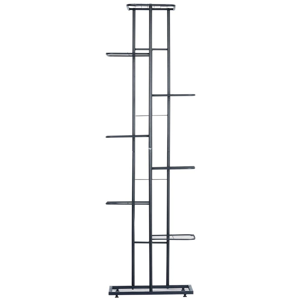 Kwietnik metalowy czarny 8-poziomowy 142 cm